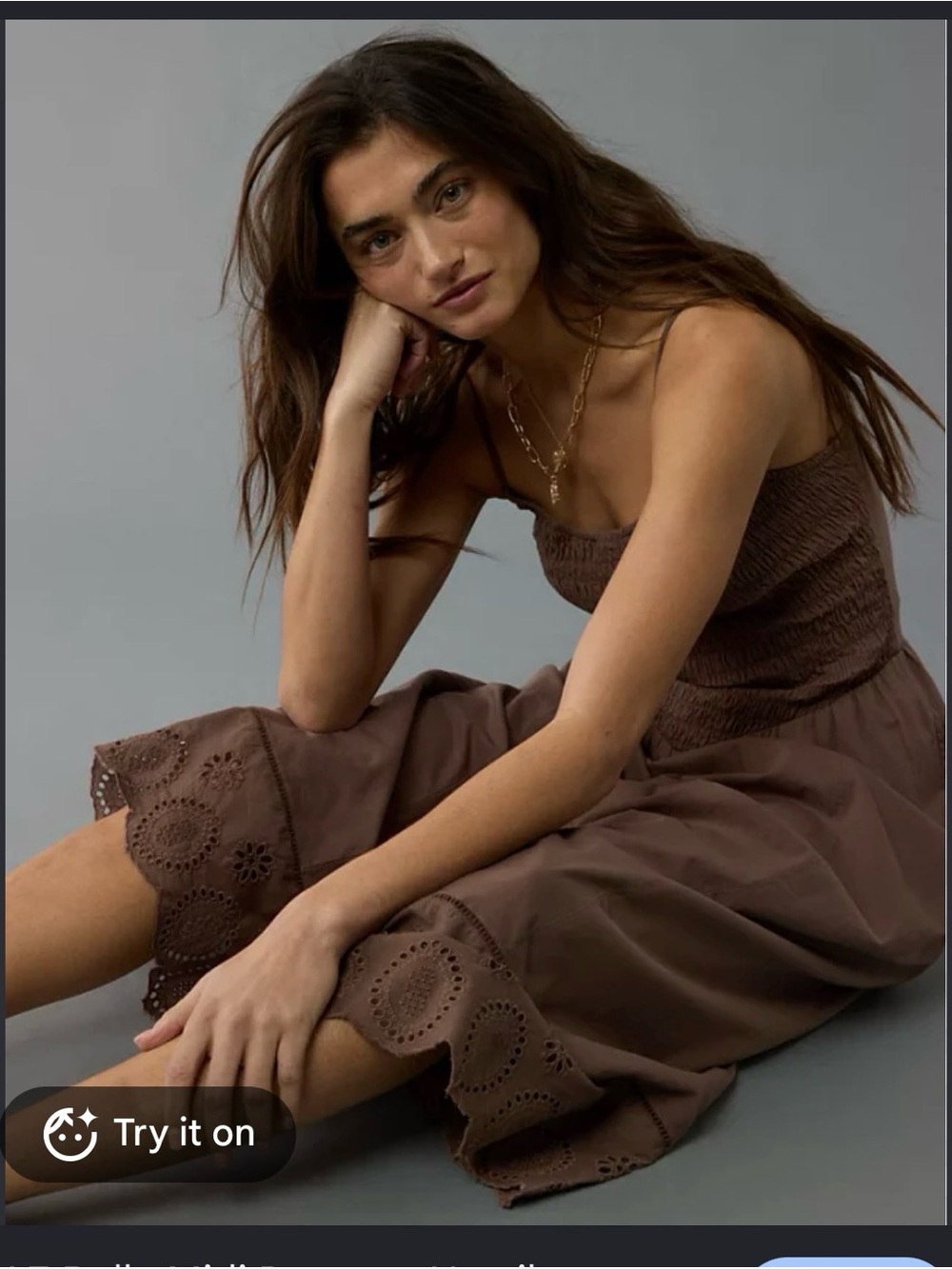 American Eagle Outfitters Mauve Dress with Eyelet Hem